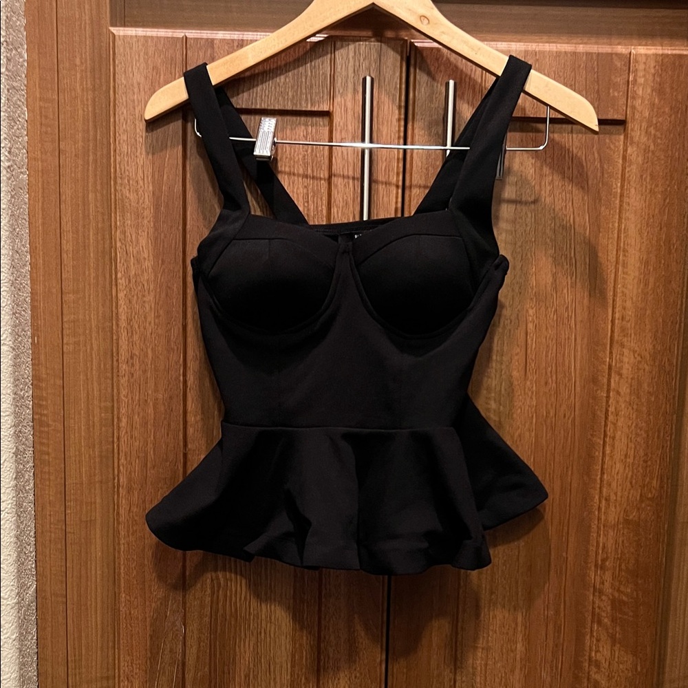 Black Peplum Bustier Top